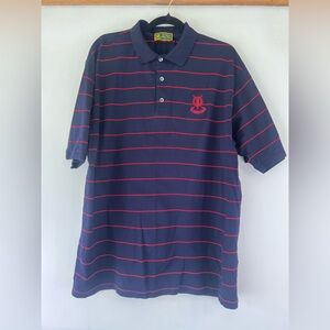 St. Andrews Men's Navy Golf Polo with Red Stripes Size Large Preppy Golfing